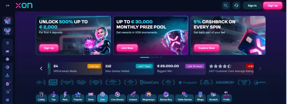Xon Casino Bonusangebot mit Freispielen und Willkommensbonus